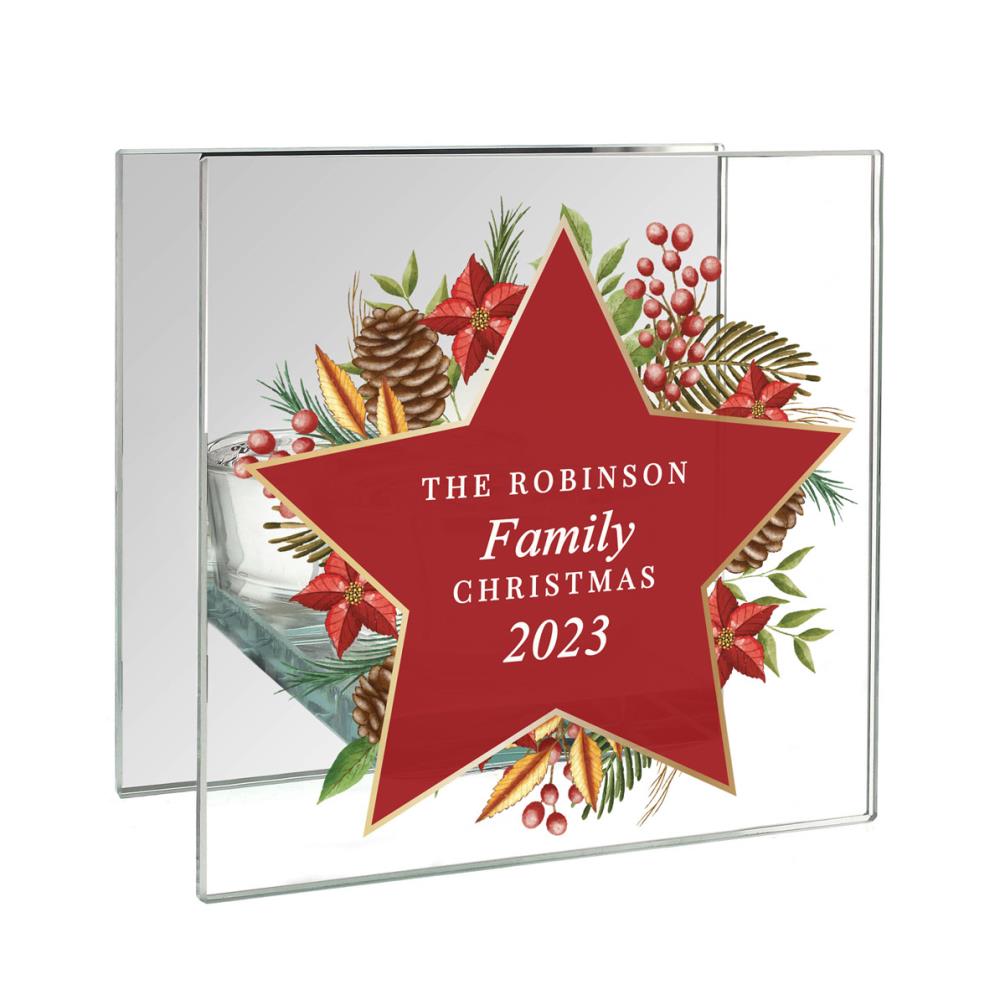 Personalised Christmas Glass Tea Light Candle Holder £13.49